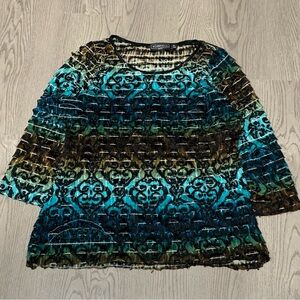 Vintage Elementz Brown/Blue Ruffle Tiered Top Size PL Y2K Rave Grunge‎ Dark Boho